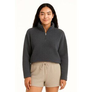 DYI Women's 1/2 Zip Fuzzy Fleece Sweater Steel Gray Size XS